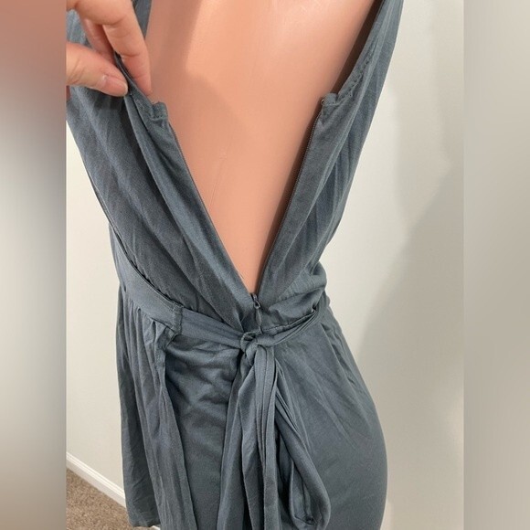 NWT Loft Sleeveless Wrap Dress Size SMALL Asymmetric Ruffle Hem Gray 100% Modal - Picture 4 of 8